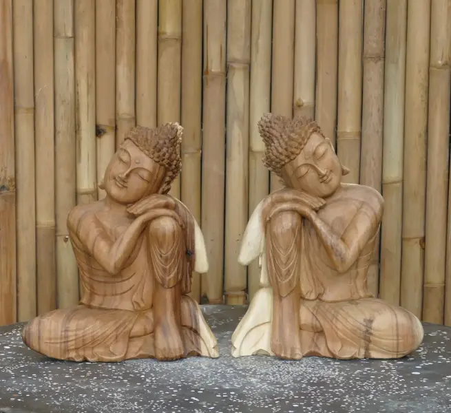 Product image 6 of the product “2 set buddha relax made from suar wood, 40cm Height ”